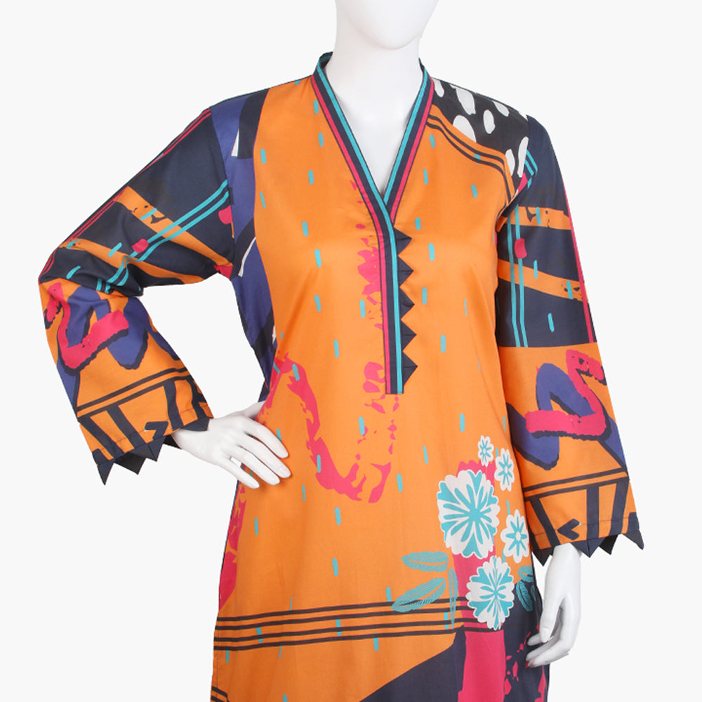 Women's Digital Printed Kurti - Mustard, Women Ready Kurtis, Chase Value, Chase Value