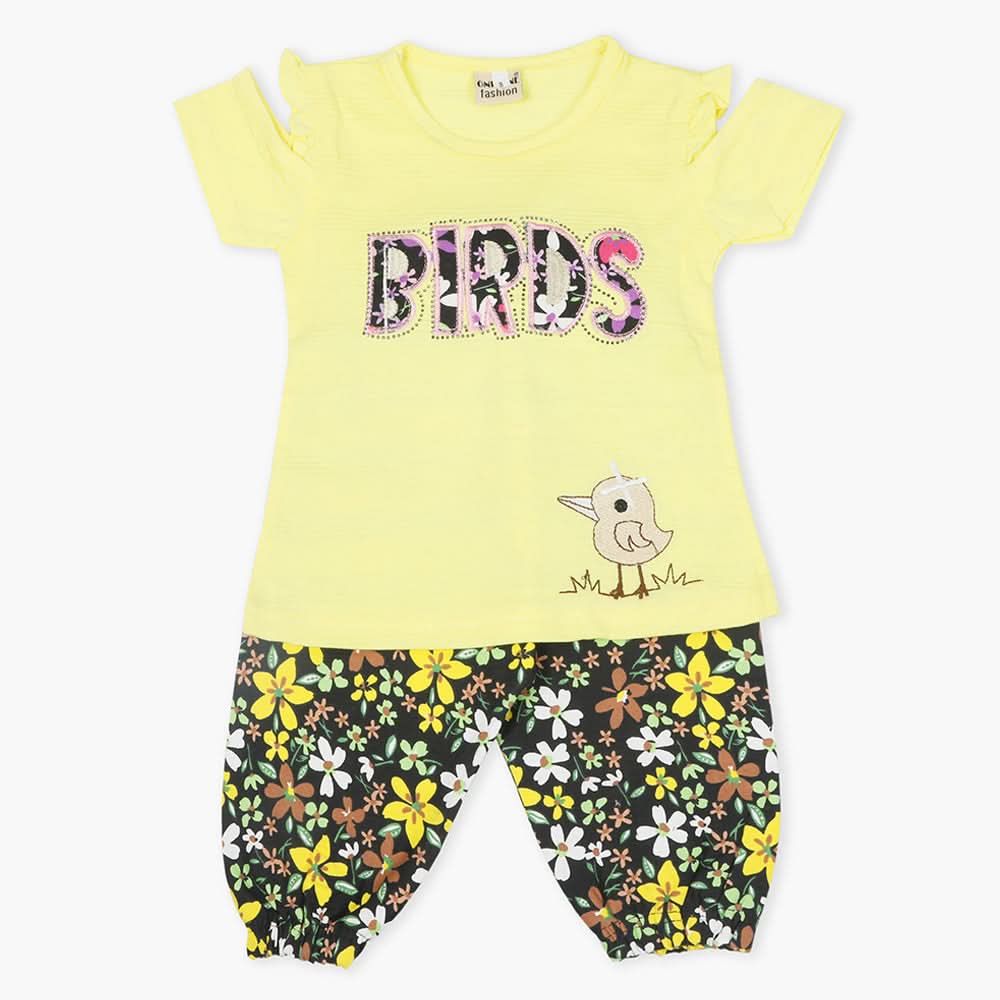 Girls Half Sleeves Suit - Lemon, Girls T-Shirts, Chase Value, Chase Value