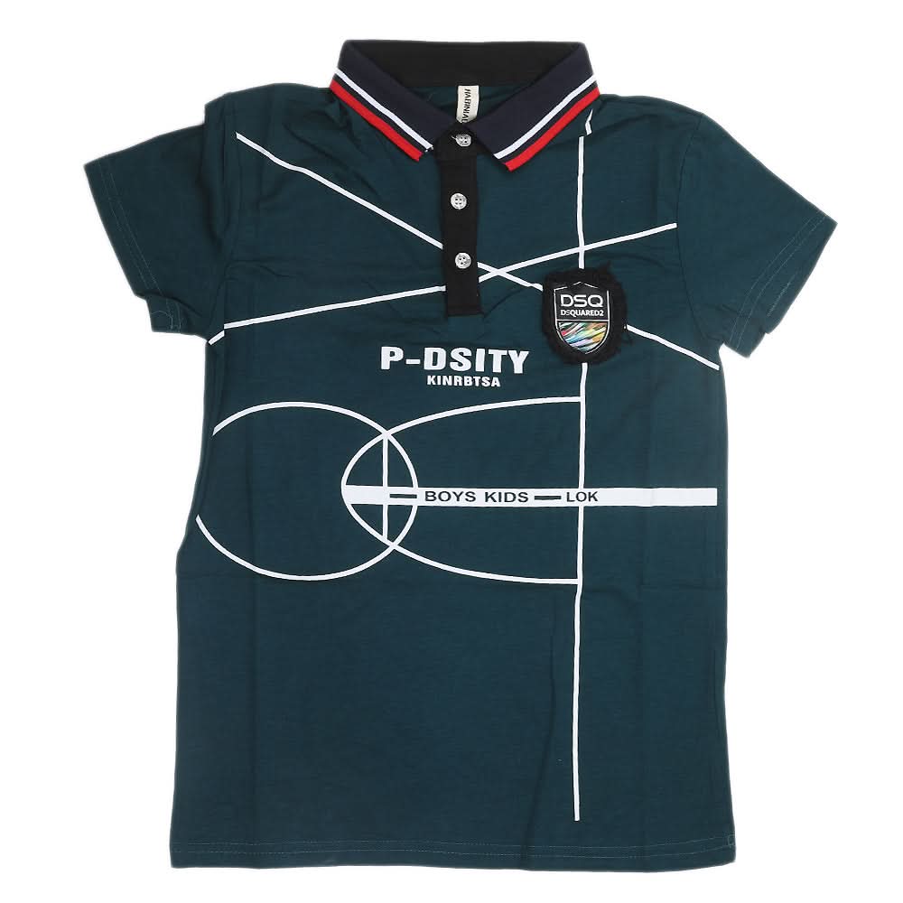 Boys Half Sleeves Polo T-Shirt - Steel Blue, Kids, Boys T-Shirts, Chase Value, Chase Value