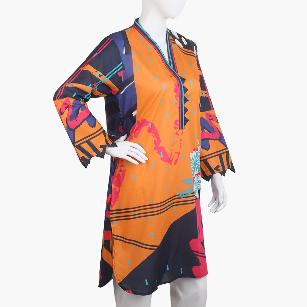 Women's Digital Printed Kurti - Mustard, Women Ready Kurtis, Chase Value, Chase Value