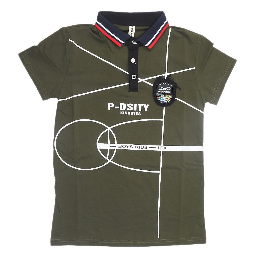 Boys Half Sleeves Polo T-Shirt - Olive Green, Kids, Boys T-Shirts, Chase Value, Chase Value