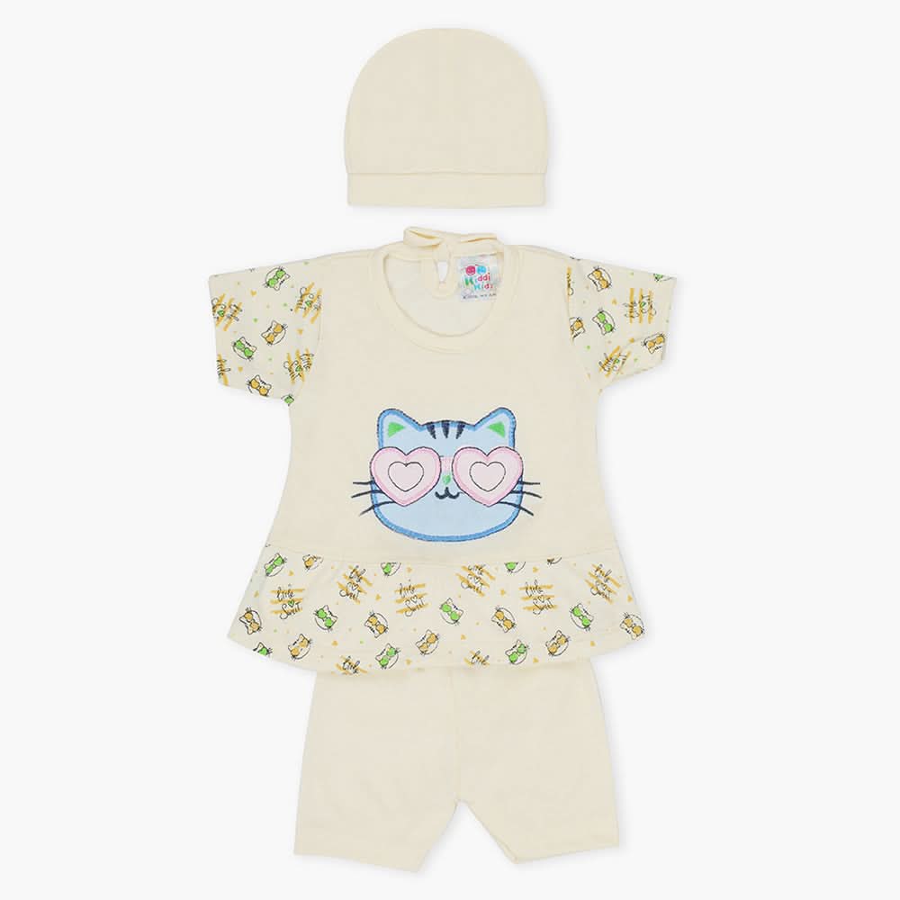 Newborn Girls Half Sleeves Suit - Fawn, Newborn Girls Sets & Suits, Chase Value, Chase Value