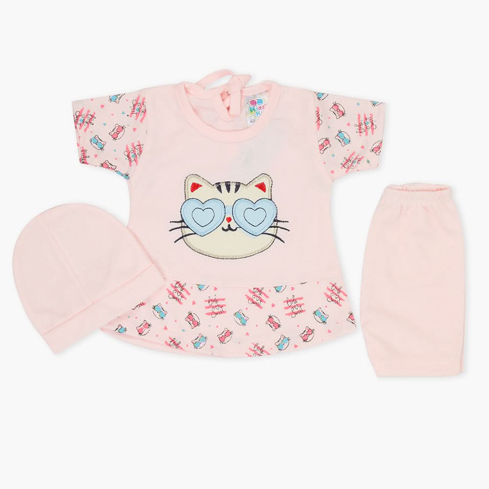Newborn Girls Half Sleeves Suit - Pink, Newborn Girls Sets & Suits, Chase Value, Chase Value