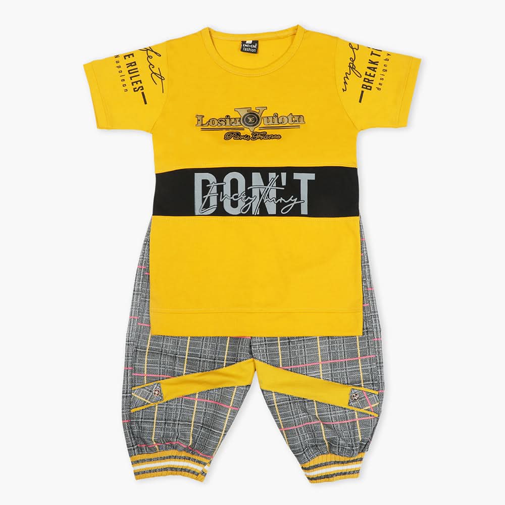 Boys Half Sleeves Suit - Yellow, Boys Sets & Suits, Chase Value, Chase Value