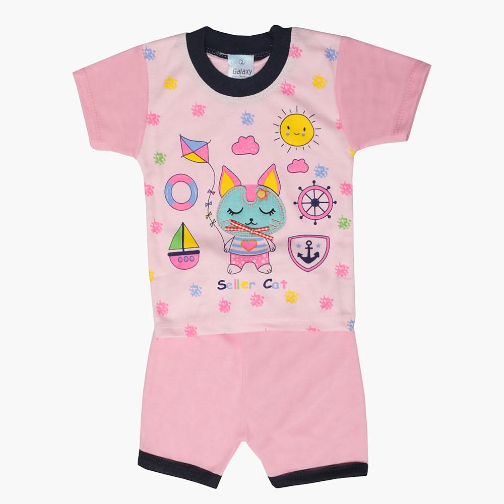Newborn Boys Half Sleeves Suit - Pink, Newborn Boys Sets & Suits, Chase Value, Chase Value