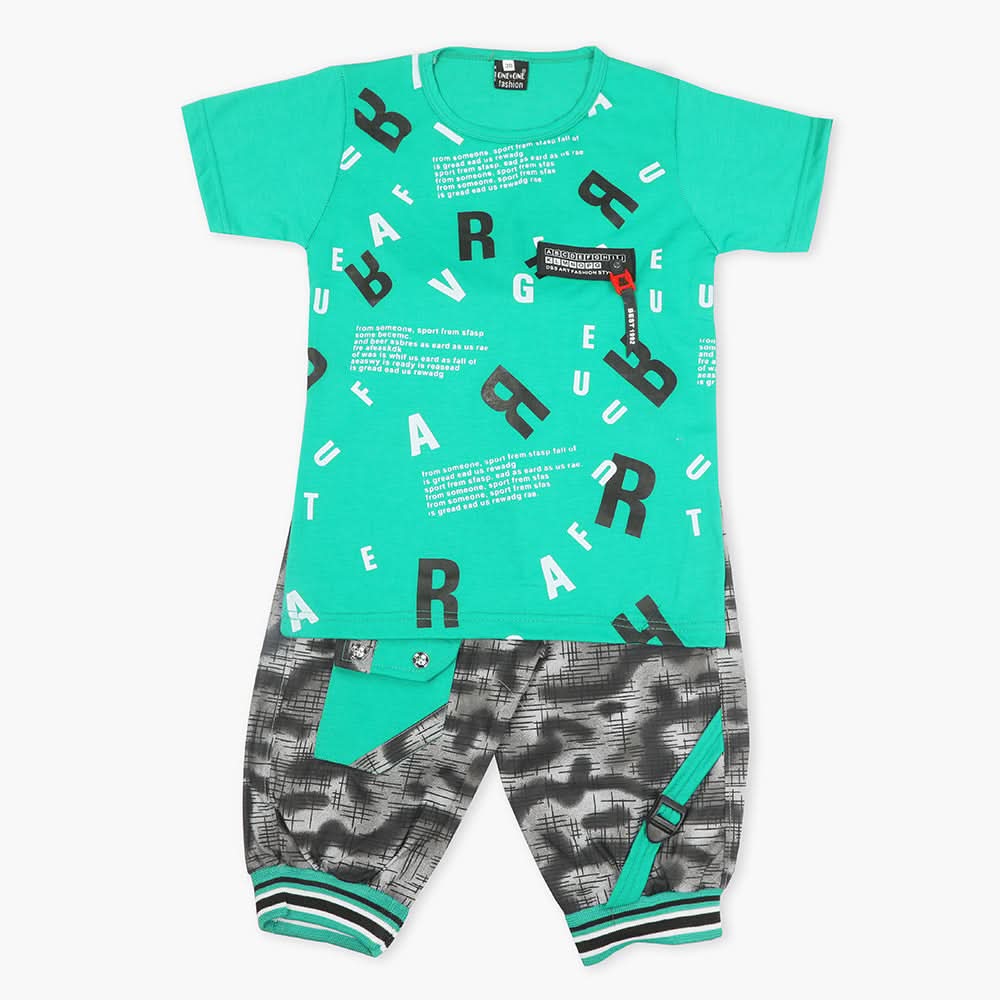Boys Half Sleeves Suit - Green, Boys Sets & Suits, Chase Value, Chase Value