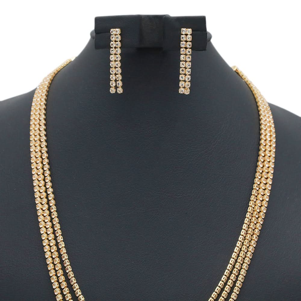 Women's Short Mala Set - Golden, Women Jewellery Set, Chase Value, Chase Value
