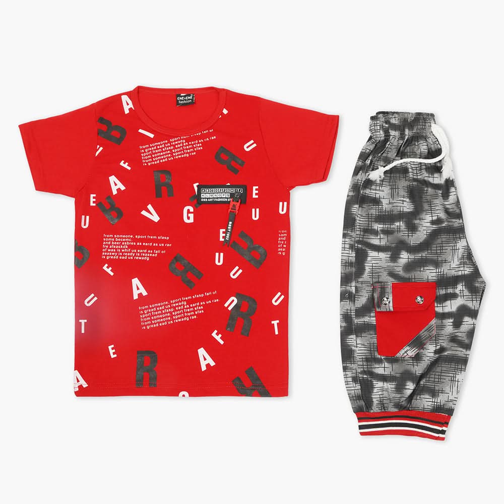 Boys Half Sleeves Suit - Red, Boys Sets & Suits, Chase Value, Chase Value