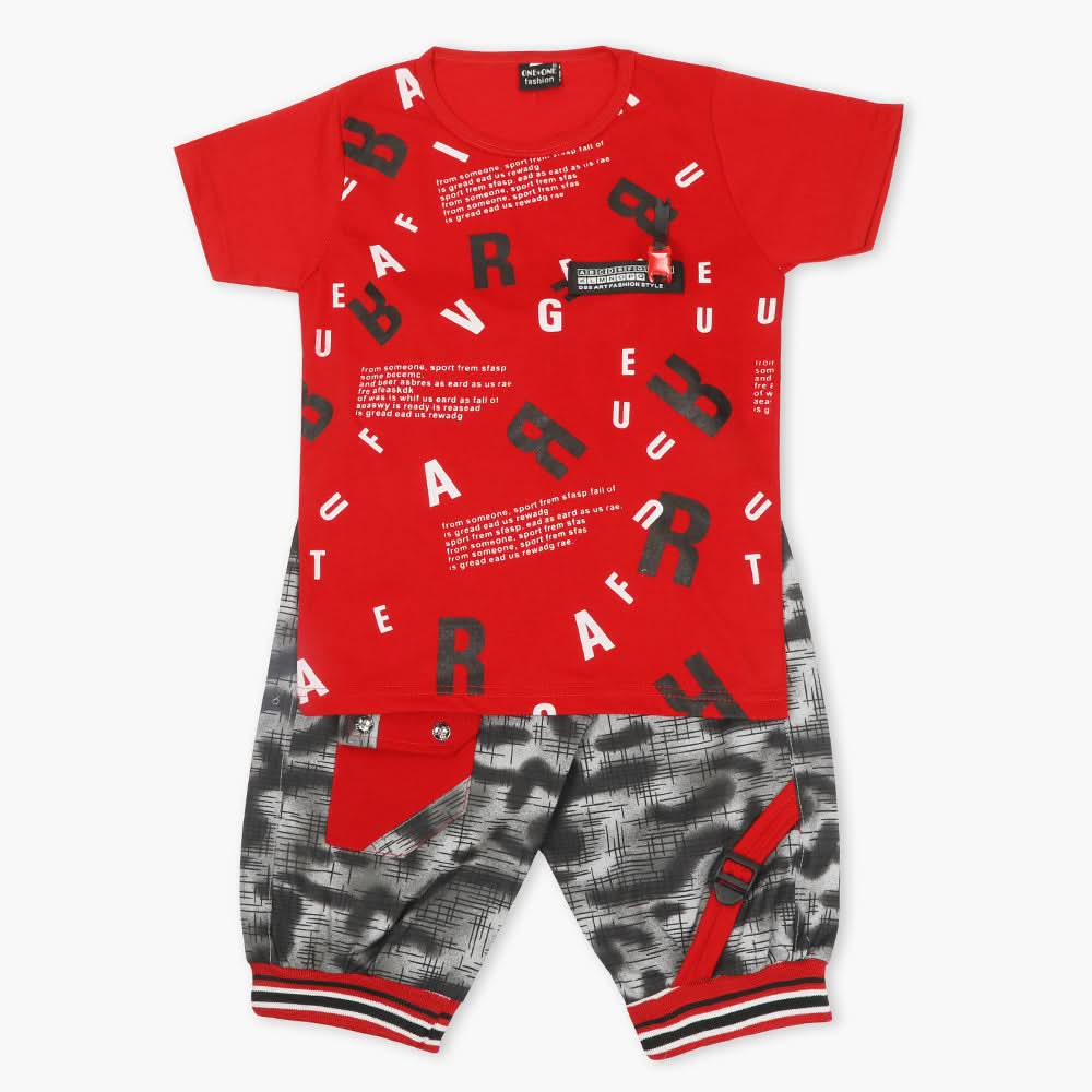 Boys Half Sleeves Suit - Red, Boys Sets & Suits, Chase Value, Chase Value