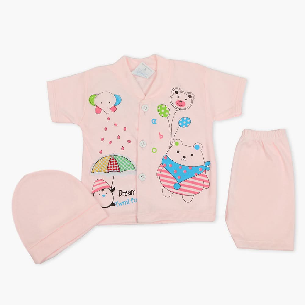 Newborn Boys Half Sleeves Suit - Pink, Newborn Boys Sets & Suits, Chase Value, Chase Value