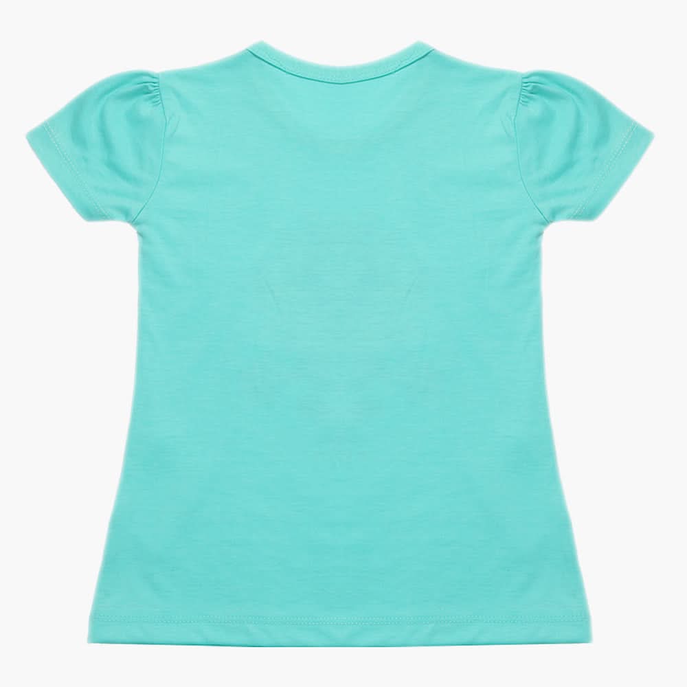 Girls Half Sleeves T-Shirt - Cyan, Girls T-Shirts, Chase Value, Chase Value