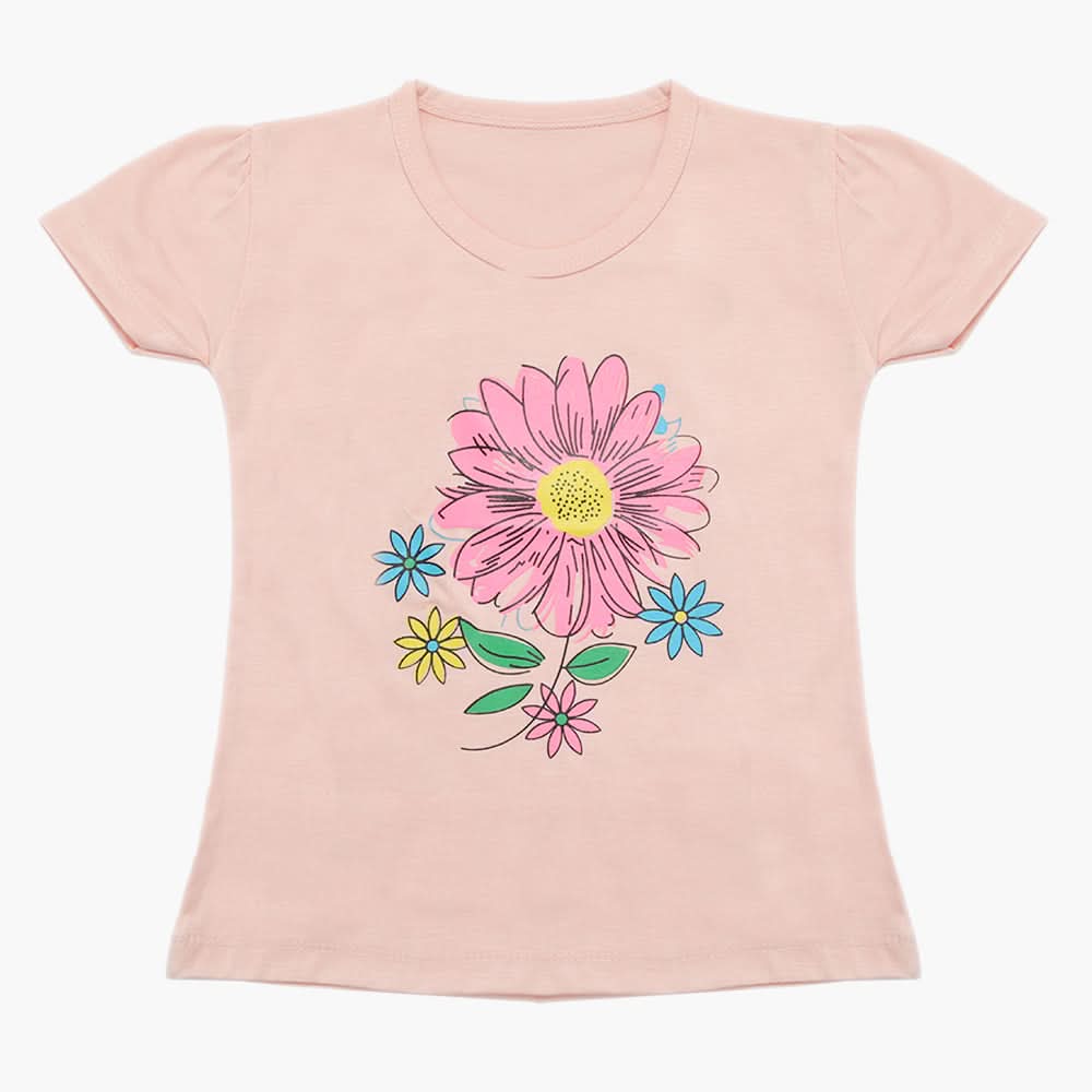 Girls Half Sleeves T-Shirt - Baby Pink, Girls T-Shirts, Chase Value, Chase Value