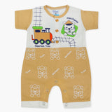 Newborn Boys Half Sleeves Romper - Light Brown, Newborn Boys Rompers, Chase Value, Chase Value