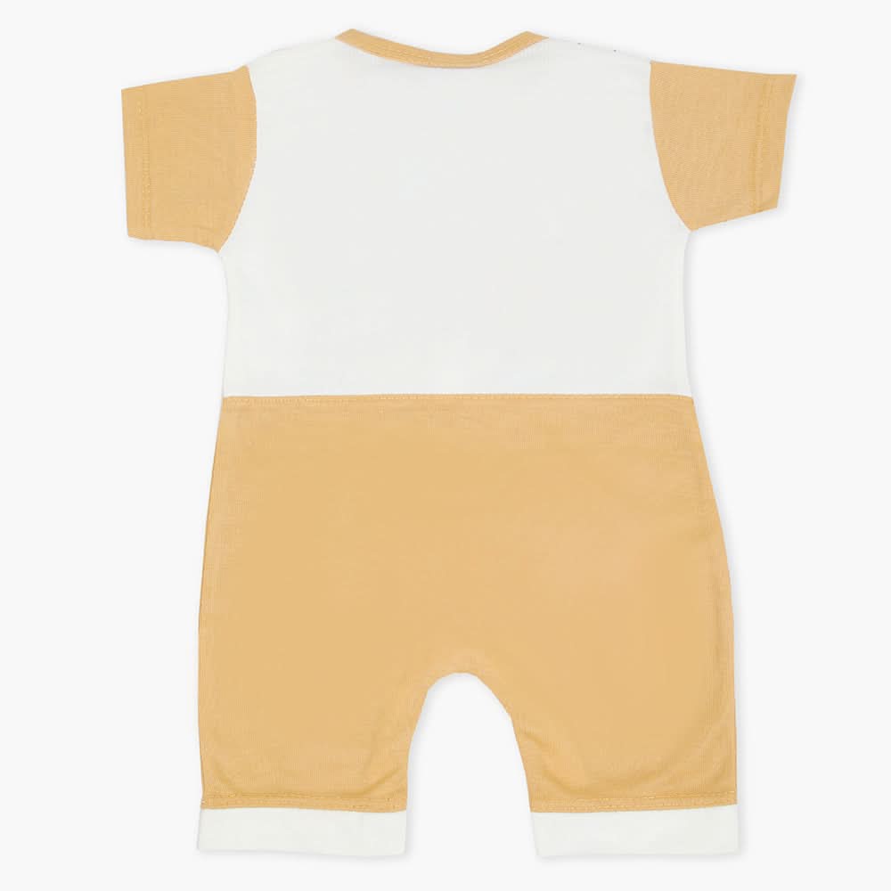 Newborn Boys Half Sleeves Romper - Light Brown, Newborn Boys Rompers, Chase Value, Chase Value