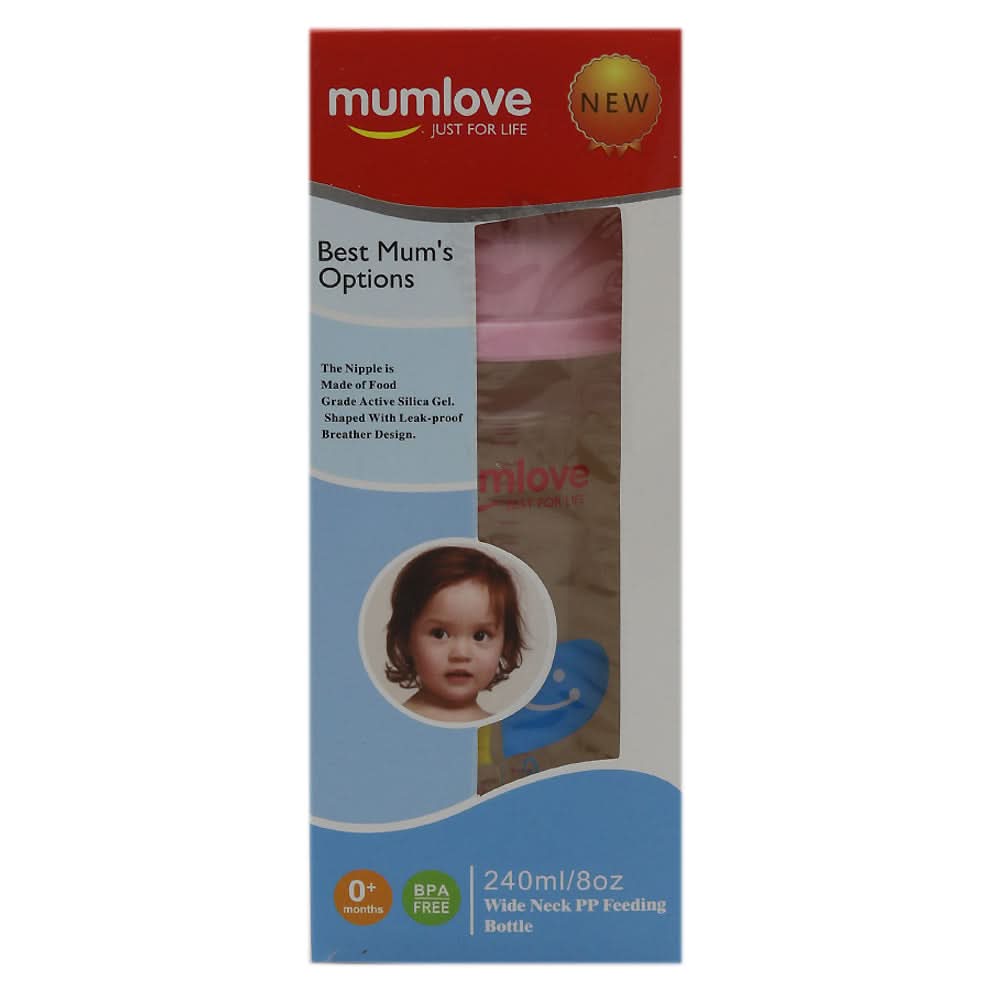 Mum Love Wide Neck Bottle 240ml B0385 - Pink, Kids, Feeding Supplies, Chase Value, Chase Value