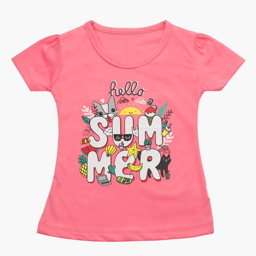 Girls Half Sleeves T-Shirt - Light Pink, Girls T-Shirts, Chase Value, Chase Value