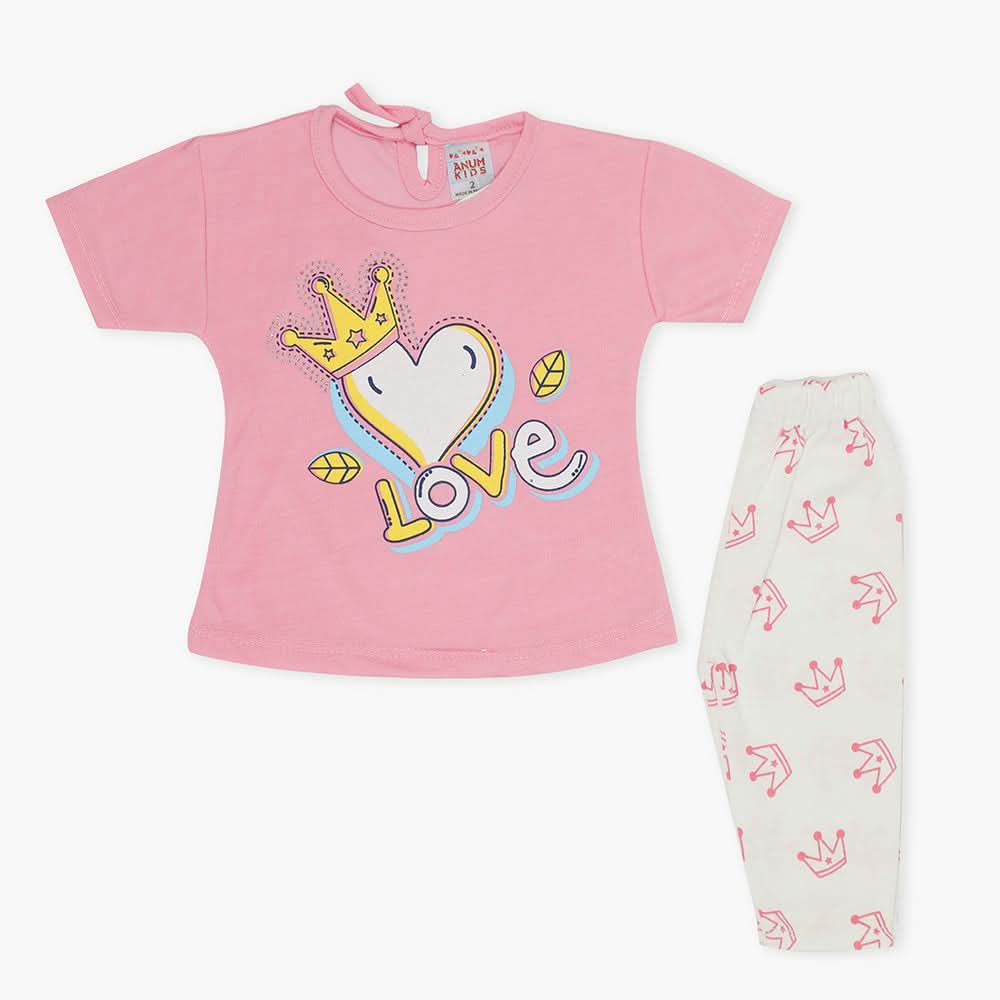 Newborn Girls Half Sleeves Suit - Pink, Newborn Girls Sets & Suits, Chase Value, Chase Value