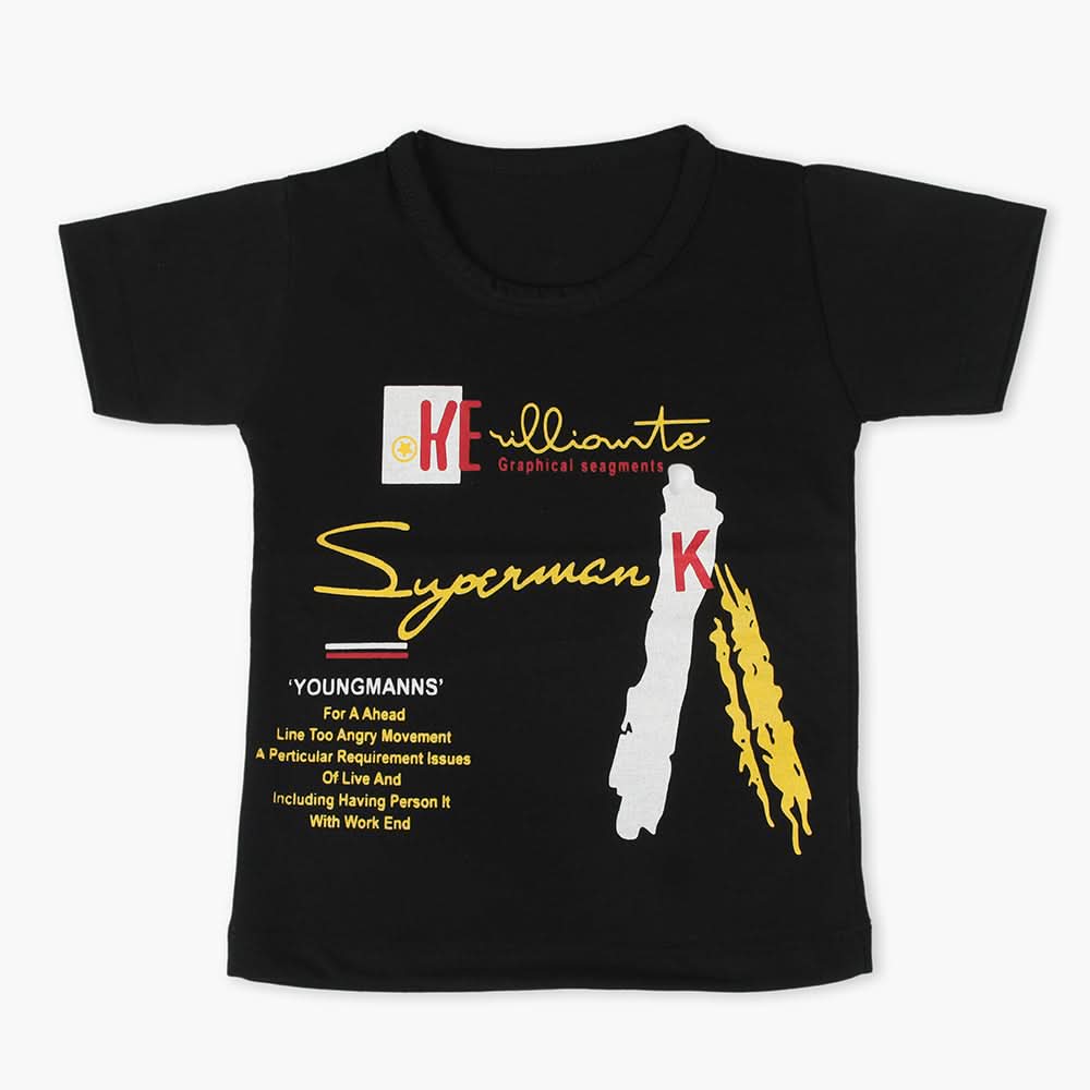 Boys Half Sleeves T-Shirt - Black, Boys T-Shirts, Chase Value, Chase Value