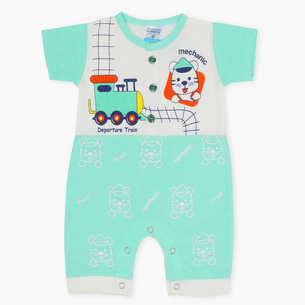 Newborn Boys Half Sleeves Romper - Sea Green, Newborn Boys Rompers, Chase Value, Chase Value