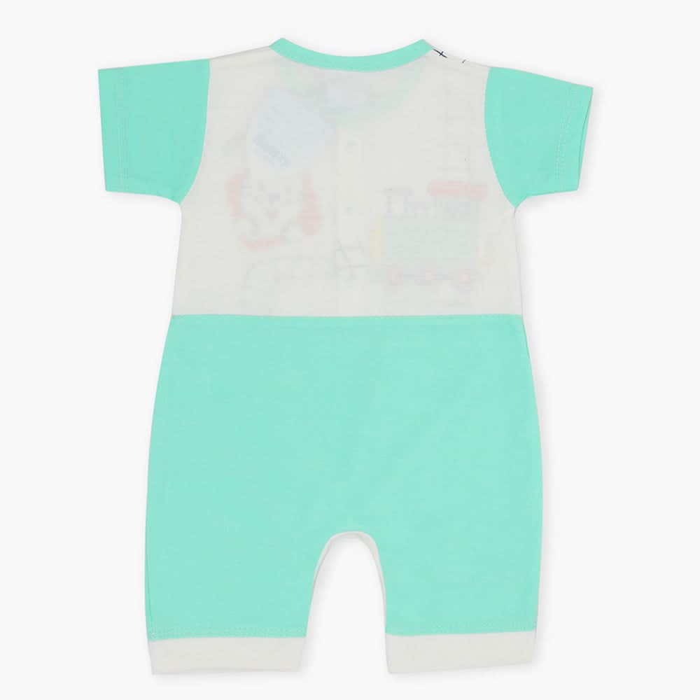 Newborn Boys Half Sleeves Romper - Sea Green, Newborn Boys Rompers, Chase Value, Chase Value