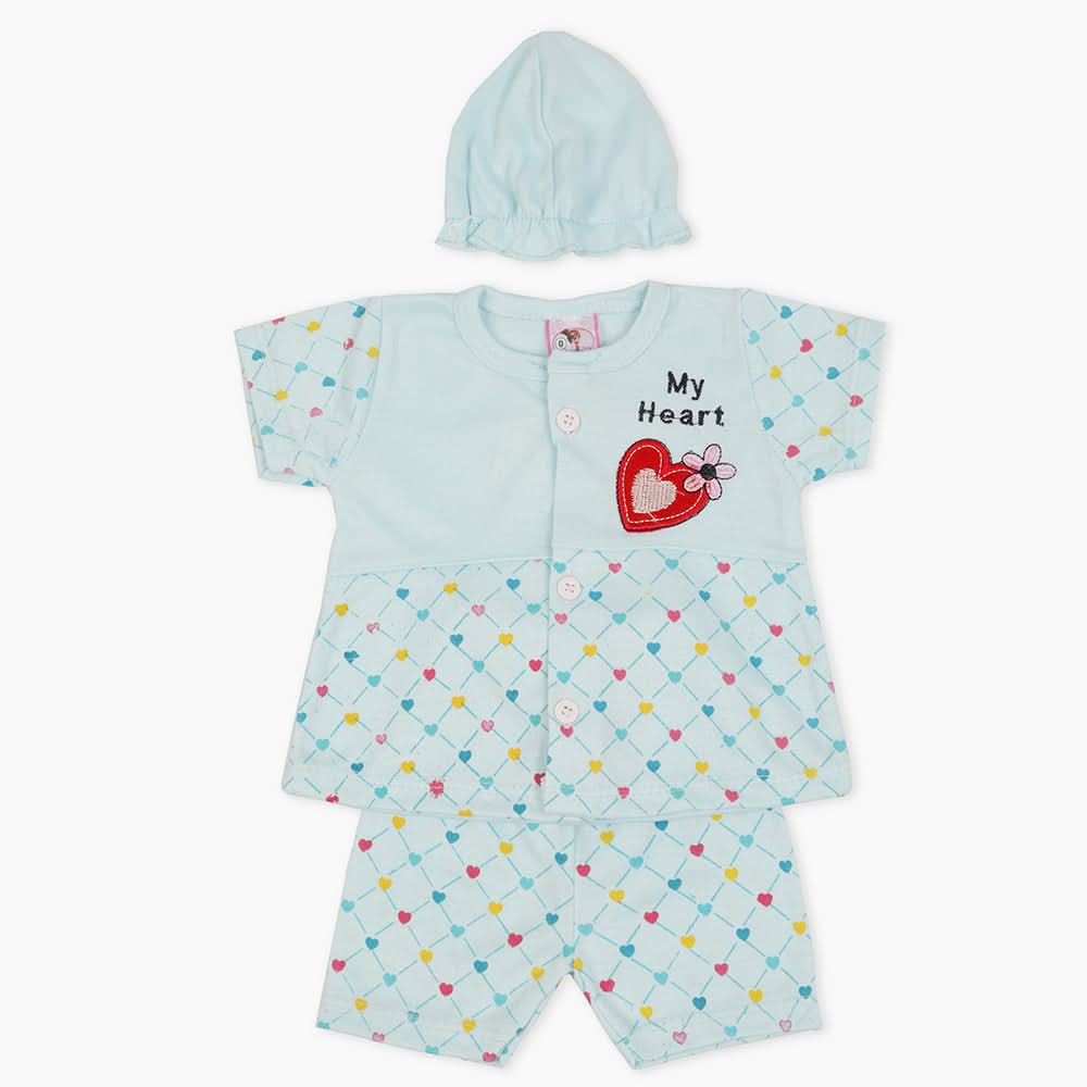 Newborn Girls Half Sleeves Suit - Blue, Newborn Girls Sets & Suits, Chase Value, Chase Value