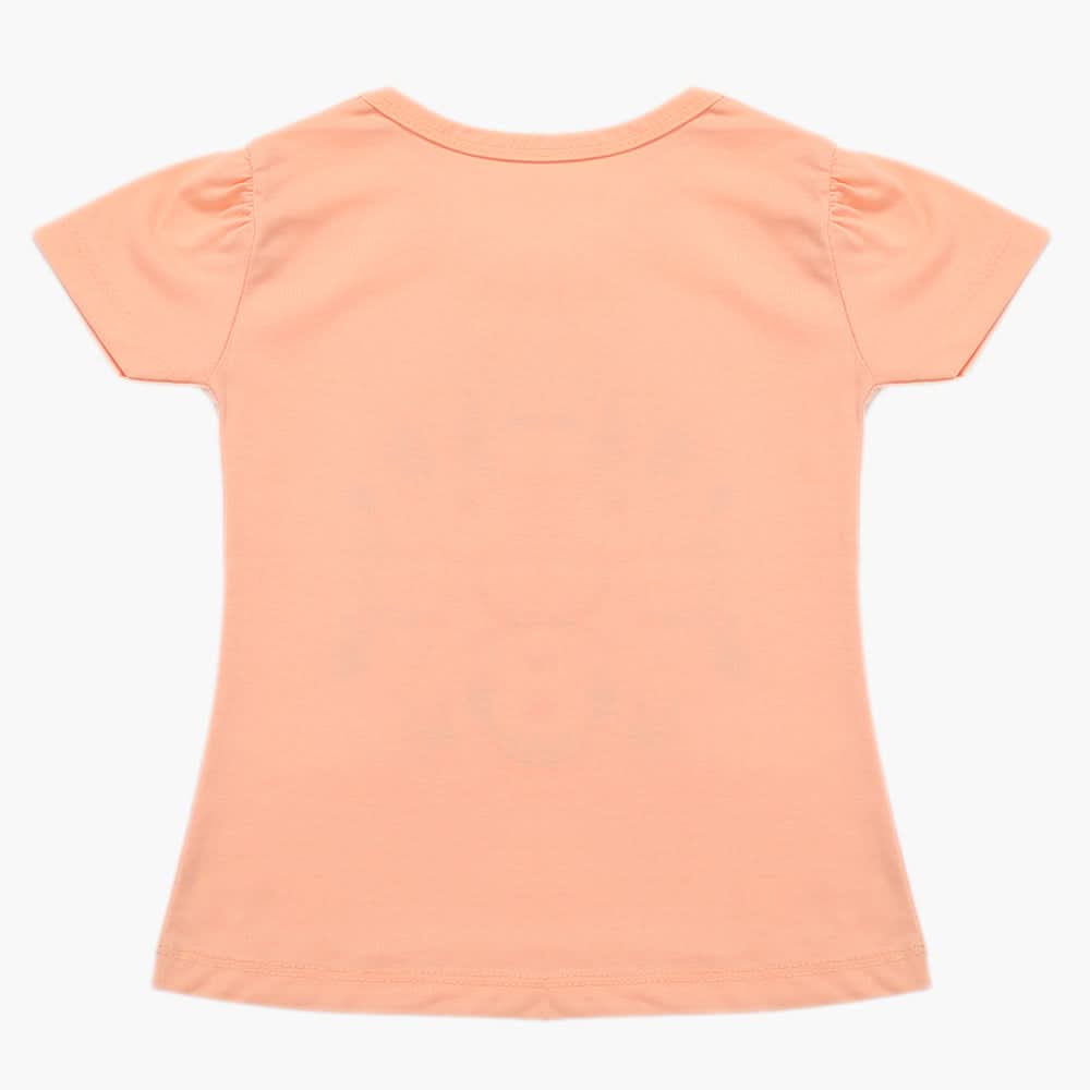 Girls Half Sleeves T-Shirt - Peach, Girls T-Shirts, Chase Value, Chase Value