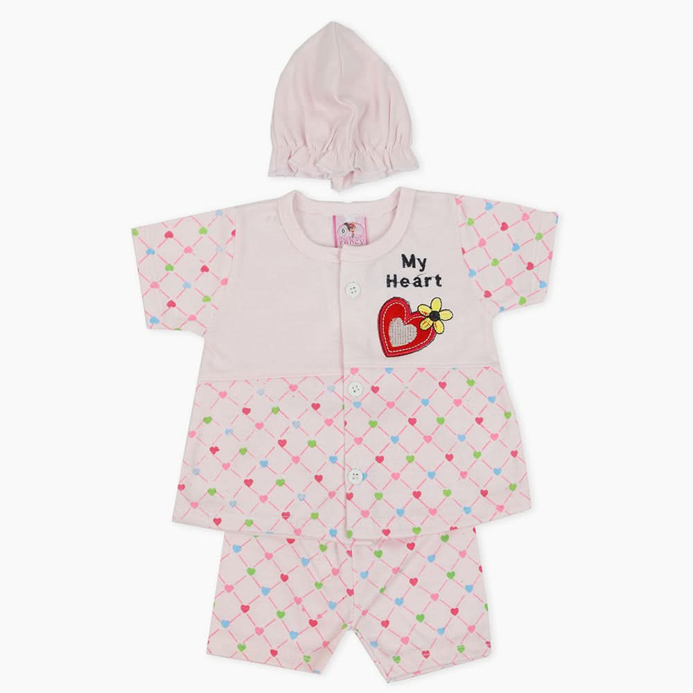 Newborn Girls Half Sleeves Suit - Light Pink, Newborn Girls Sets & Suits, Chase Value, Chase Value