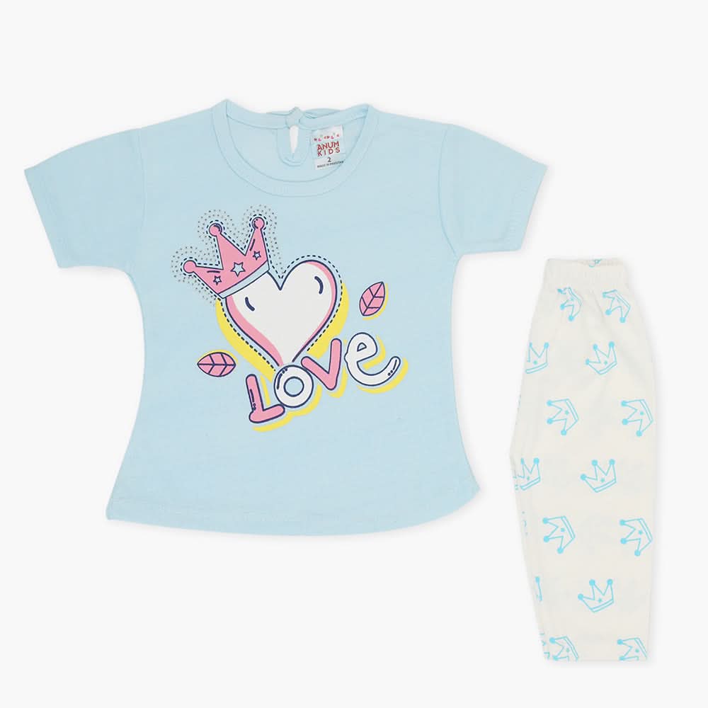 Newborn Girls Half Sleeves Suit - Blue, Newborn Girls Sets & Suits, Chase Value, Chase Value