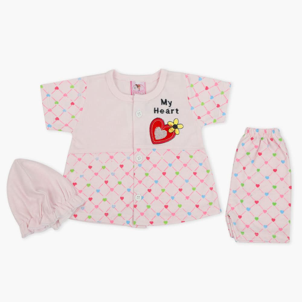 Newborn Girls Half Sleeves Suit - Light Pink, Newborn Girls Sets & Suits, Chase Value, Chase Value