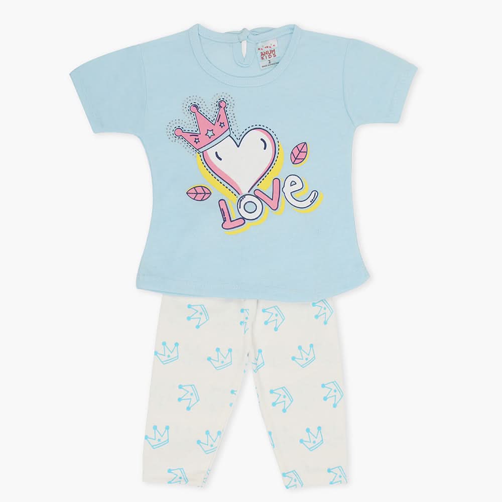 Newborn Girls Half Sleeves Suit - Blue, Newborn Girls Sets & Suits, Chase Value, Chase Value