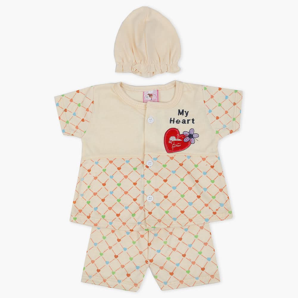 Newborn Girls Half Sleeves Suit - Fawn, Newborn Girls Sets & Suits, Chase Value, Chase Value