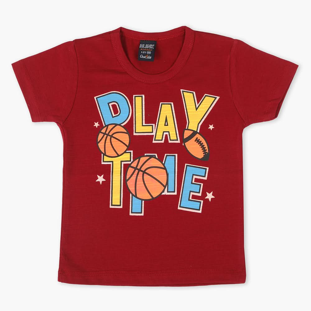 Boys Half Sleeves T-Shirt - Maroon, Boys T-Shirts, Chase Value, Chase Value