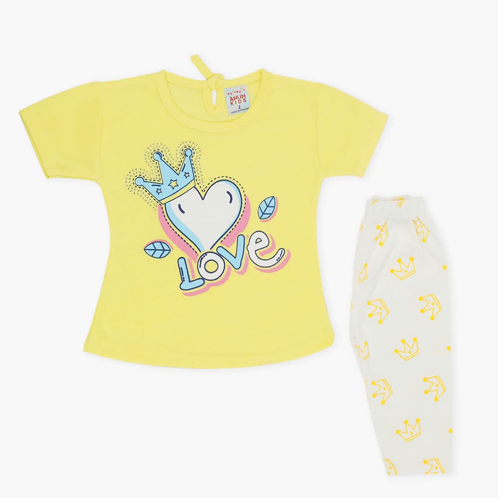 Newborn Girls Half Sleeves Suit - Yellow, Newborn Girls Sets & Suits, Chase Value, Chase Value