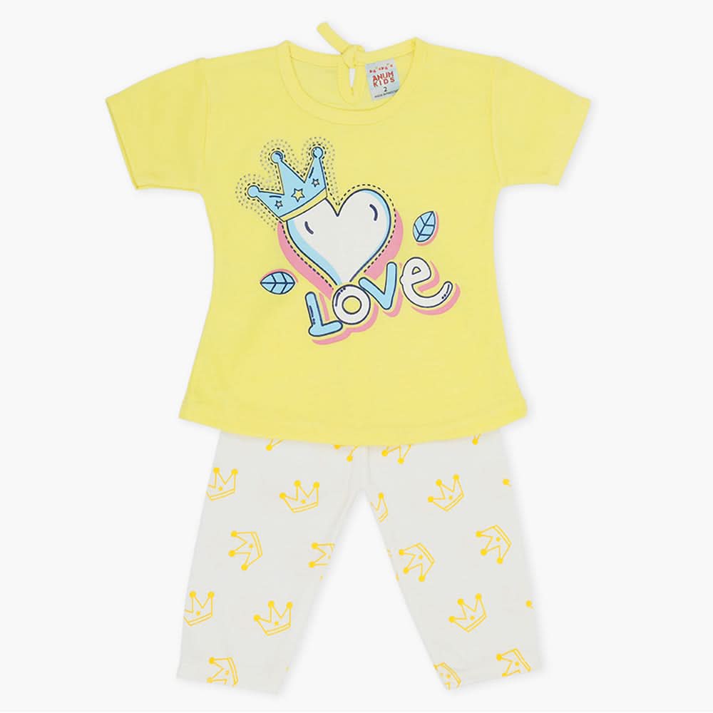 Newborn Girls Half Sleeves Suit - Yellow, Newborn Girls Sets & Suits, Chase Value, Chase Value