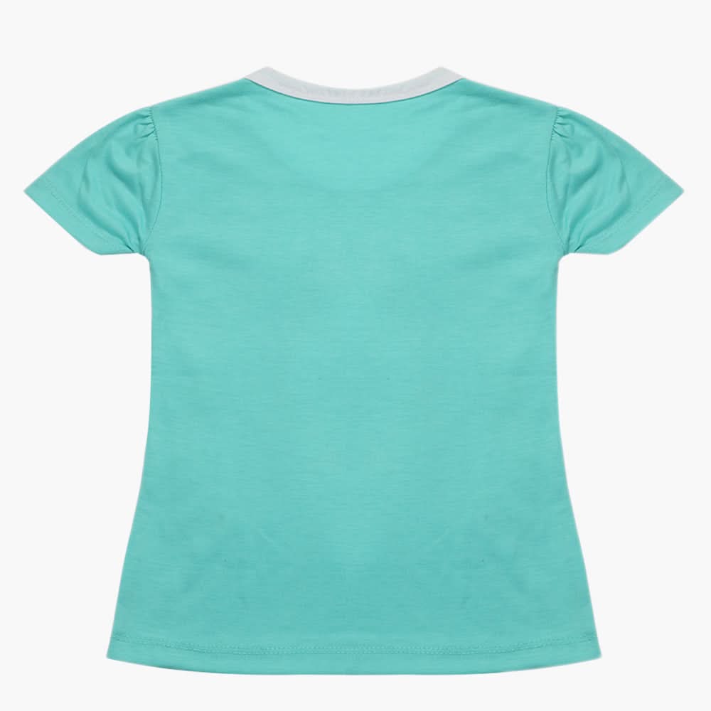 Girls Half Sleeves T-Shirt - Cyan, Girls T-Shirts, Chase Value, Chase Value