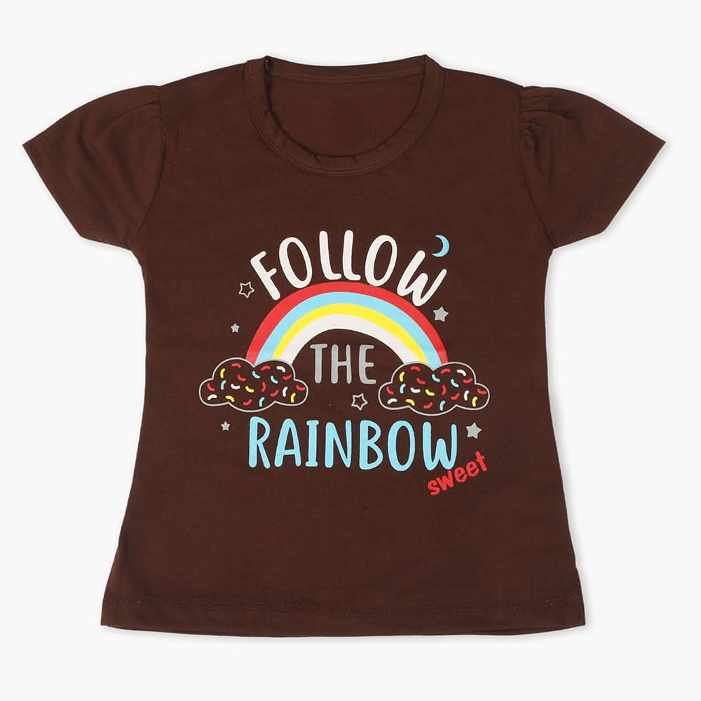 Girls Half Sleeves T-Shirt - Dark Brown, Girls T-Shirts, Chase Value, Chase Value