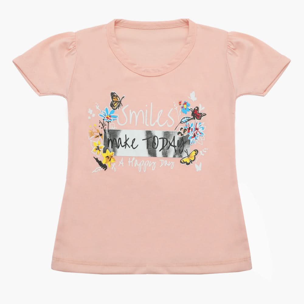 Girls Half Sleeves T-Shirt - Baby Pink, Girls T-Shirts, Chase Value, Chase Value