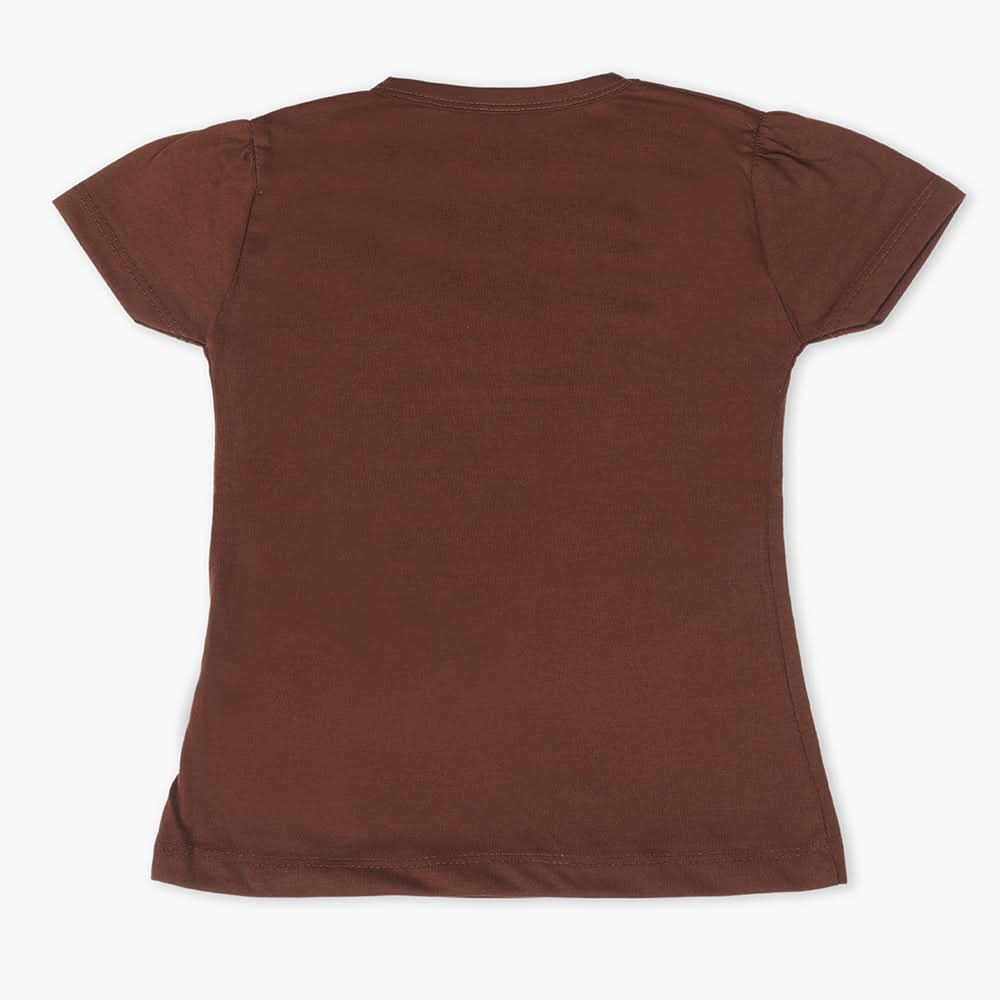 Girls Half Sleeves T-Shirt - Dark Brown, Girls T-Shirts, Chase Value, Chase Value