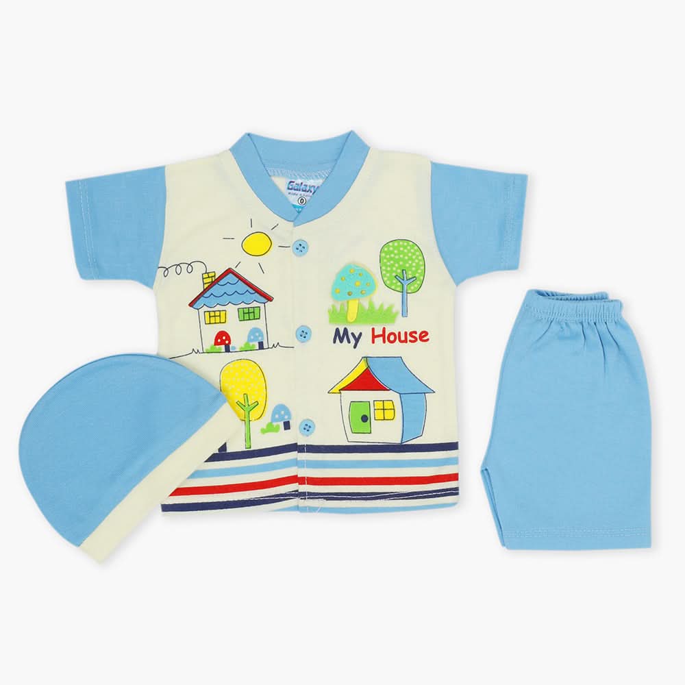 Newborn Boys Half Sleeves Suit - Blue, Newborn Boys Sets & Suits, Chase Value, Chase Value