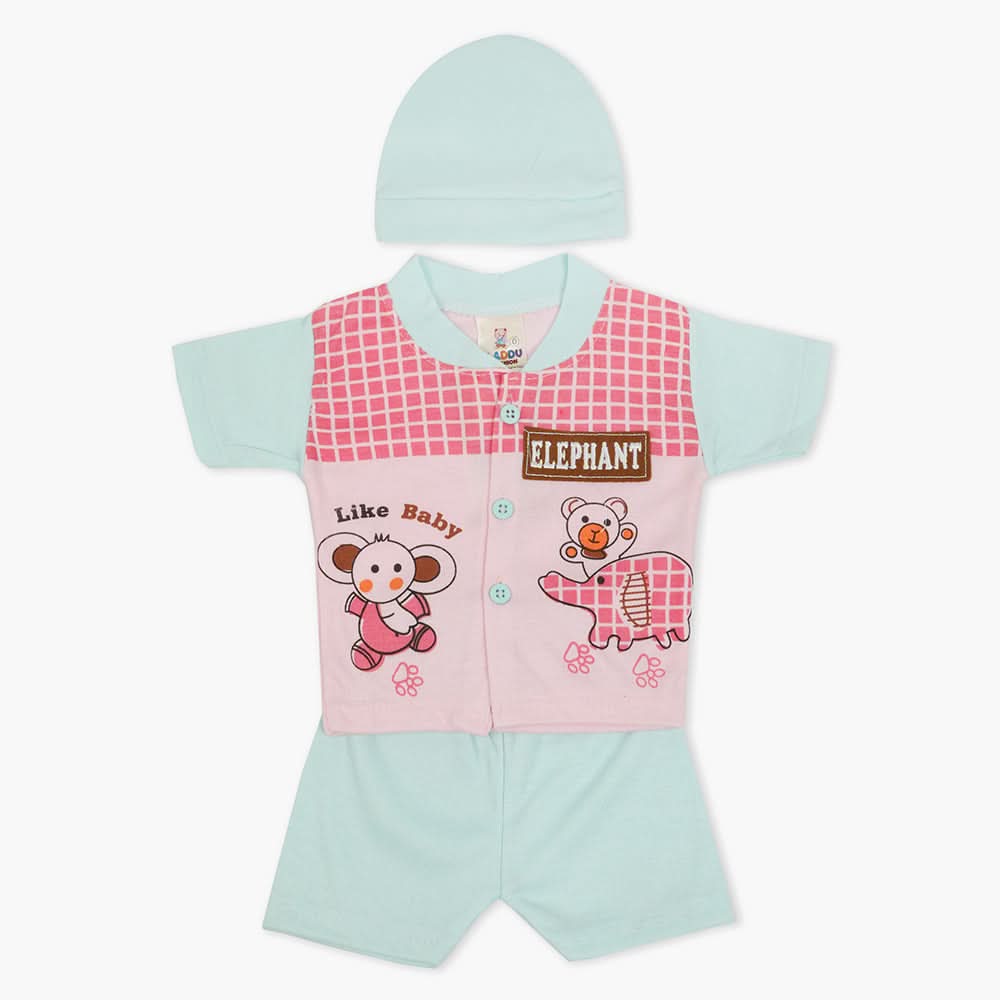 Newborn Boys Half Sleeves Suit - Pink, Newborn Boys Sets & Suits, Chase Value, Chase Value