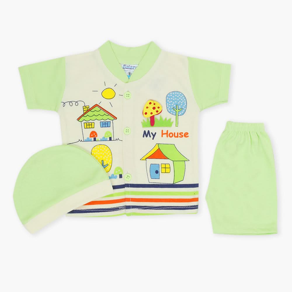 Newborn Boys Half Sleeves Suit - Green, Newborn Boys Sets & Suits, Chase Value, Chase Value