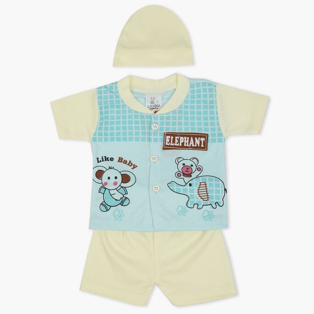 Newborn Boys Half Sleeves Suit - Cyan, Newborn Boys Sets & Suits, Chase Value, Chase Value