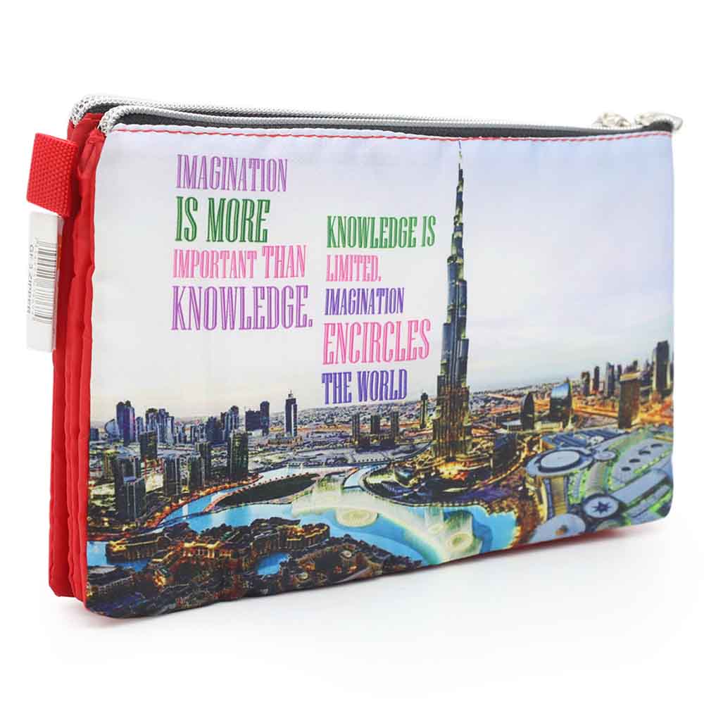 Pencil Pouch Three Zipper - Red, Pencil Boxes & Stationery Sets, Chase Value, Chase Value