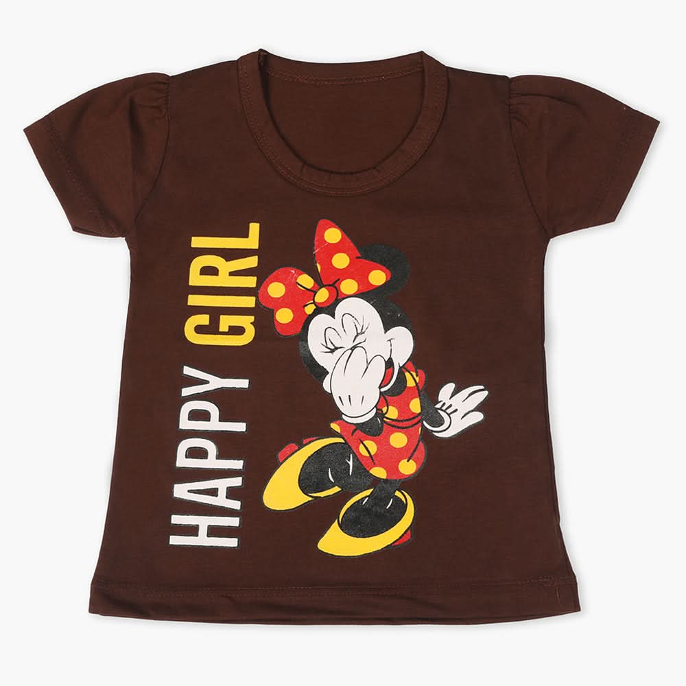 Girls Half Sleeves T-Shirt - Dark Brown, Girls T-Shirts, Chase Value, Chase Value
