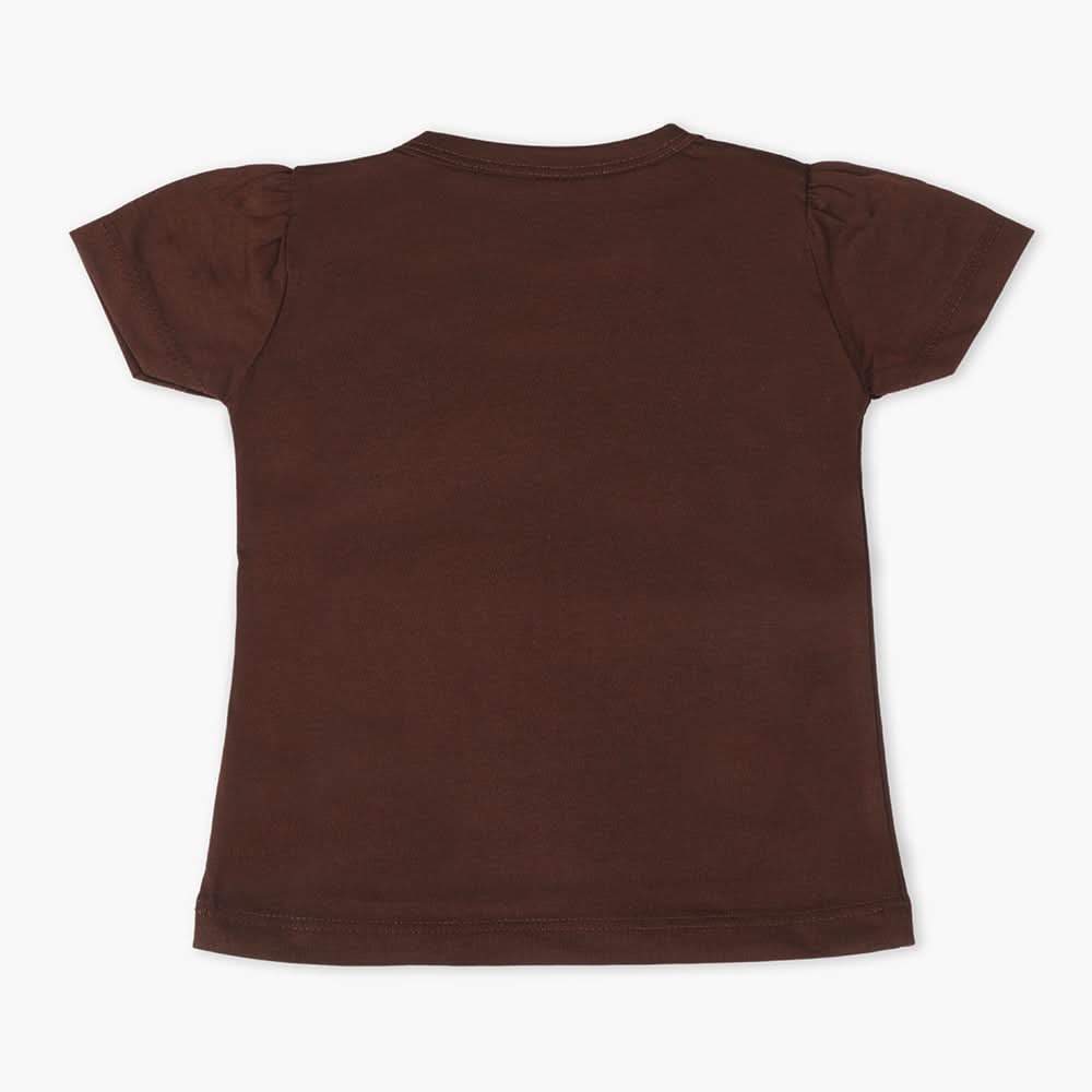 Girls Half Sleeves T-Shirt - Dark Brown, Girls T-Shirts, Chase Value, Chase Value