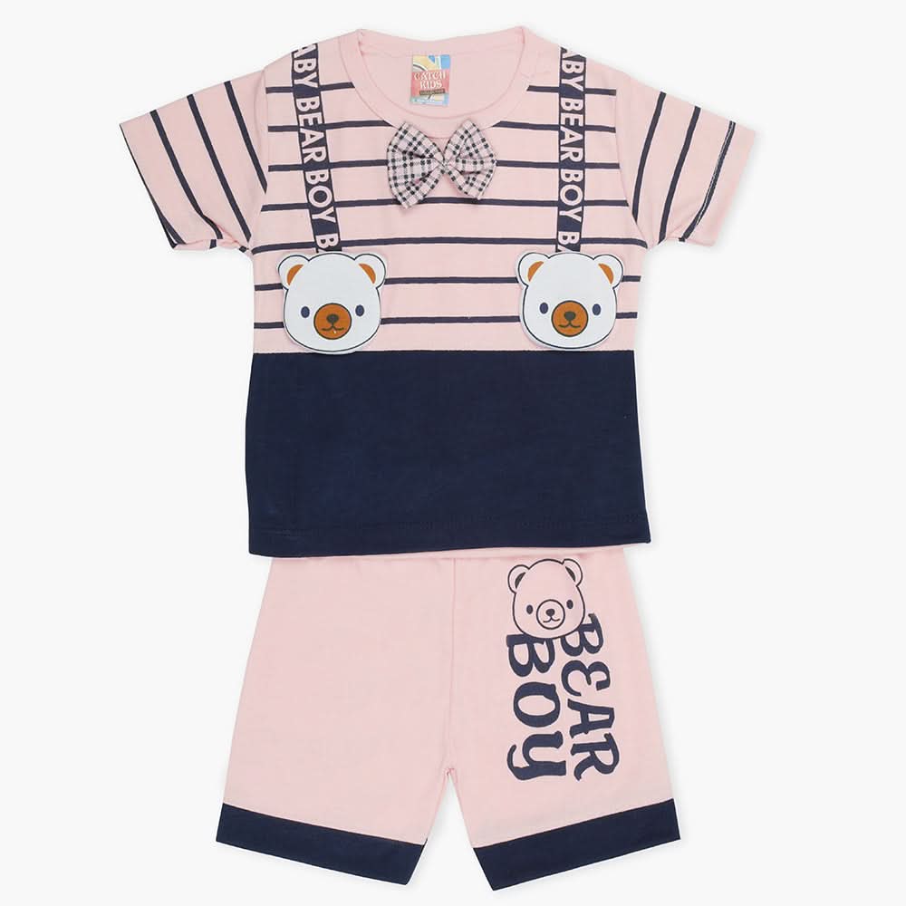 Newborn Boys Half Sleeves Suit - Pink, Newborn Boys Sets & Suits, Chase Value, Chase Value