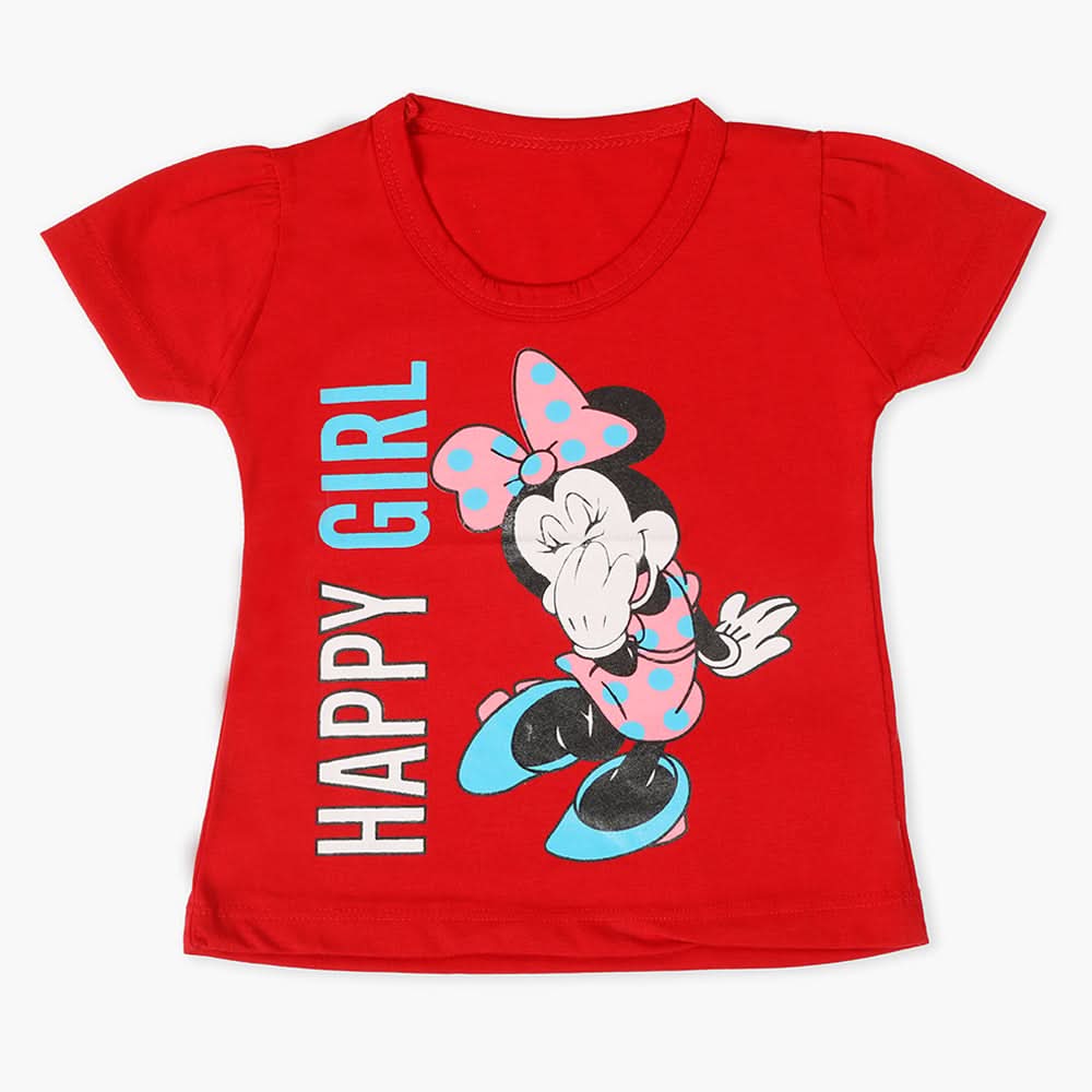 Girls Half Sleeves T-Shirt - Red, Girls T-Shirts, Chase Value, Chase Value
