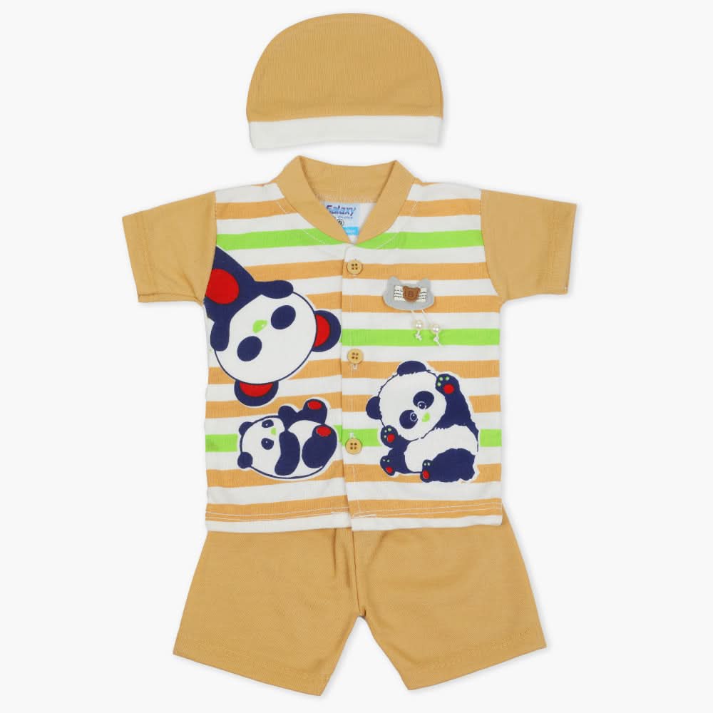 Newborn Boys Half Sleeves Suit - Brown, Newborn Boys Sets & Suits, Chase Value, Chase Value