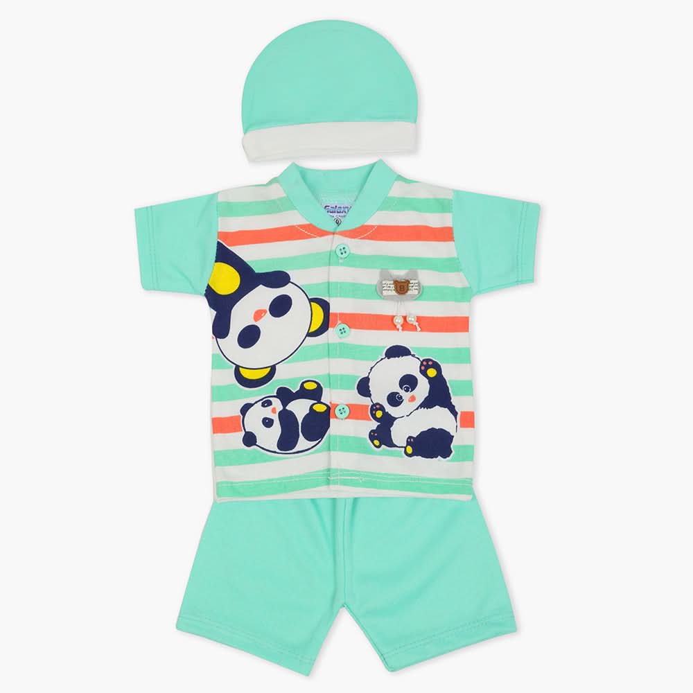 Newborn Boys Half Sleeves Suit - Cyan, Newborn Boys Sets & Suits, Chase Value, Chase Value