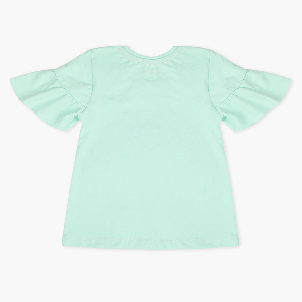 Girls Half Sleeves T-Shirt - Cyan, Girls T-Shirts, Chase Value, Chase Value